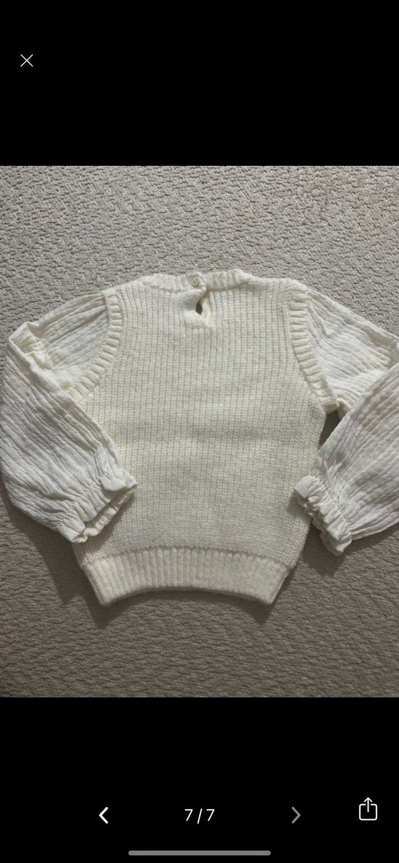 Kız Çocuk Beyaz Örgü Kazak - Görsel 2