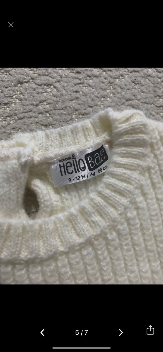 Kız Çocuk Beyaz Örgü Kazak - Görsel 3