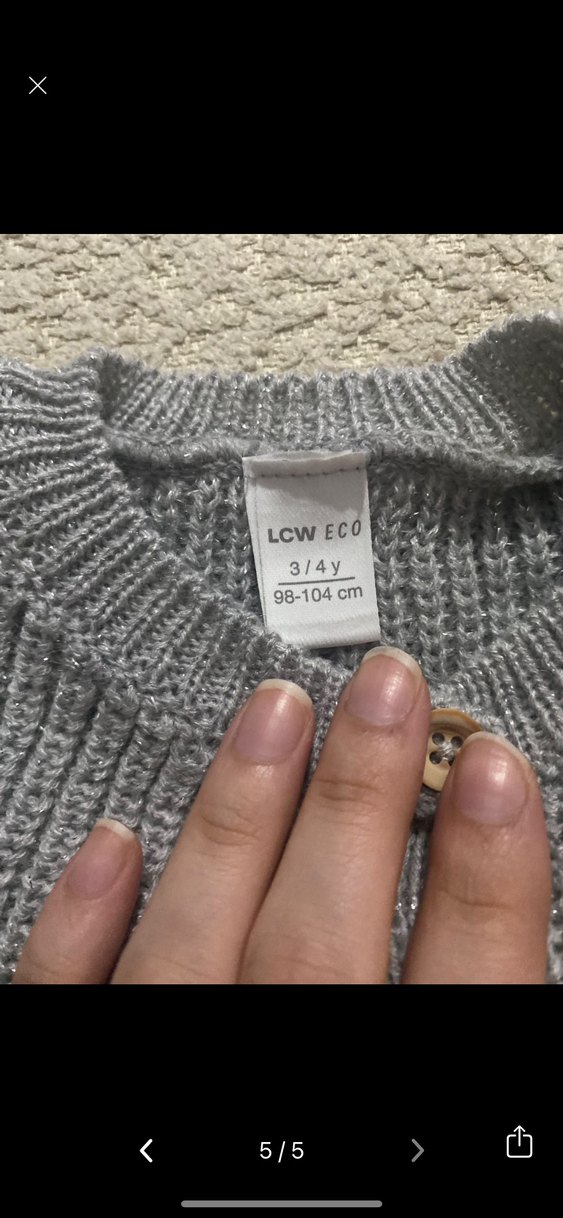 Kız Çocuk Gri Triko Hırka - Görsel 3