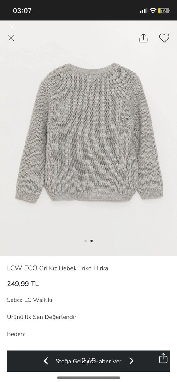 Kız Çocuk Gri Triko Hırka - Görsel 5