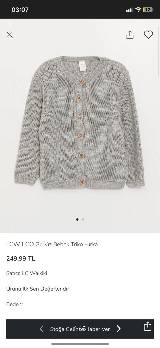 Kız Çocuk Gri Triko Hırka - Görsel 4