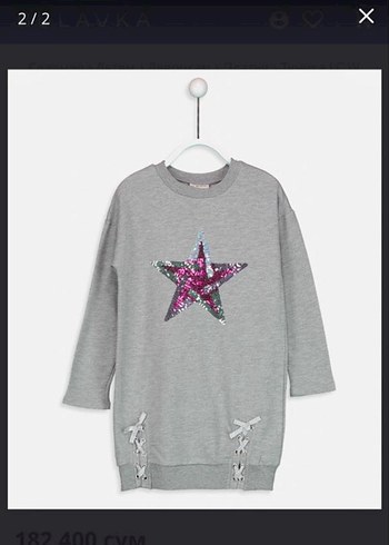 Kız Çocuk Gri Payetli Sweatshirt elbise - Görsel 2