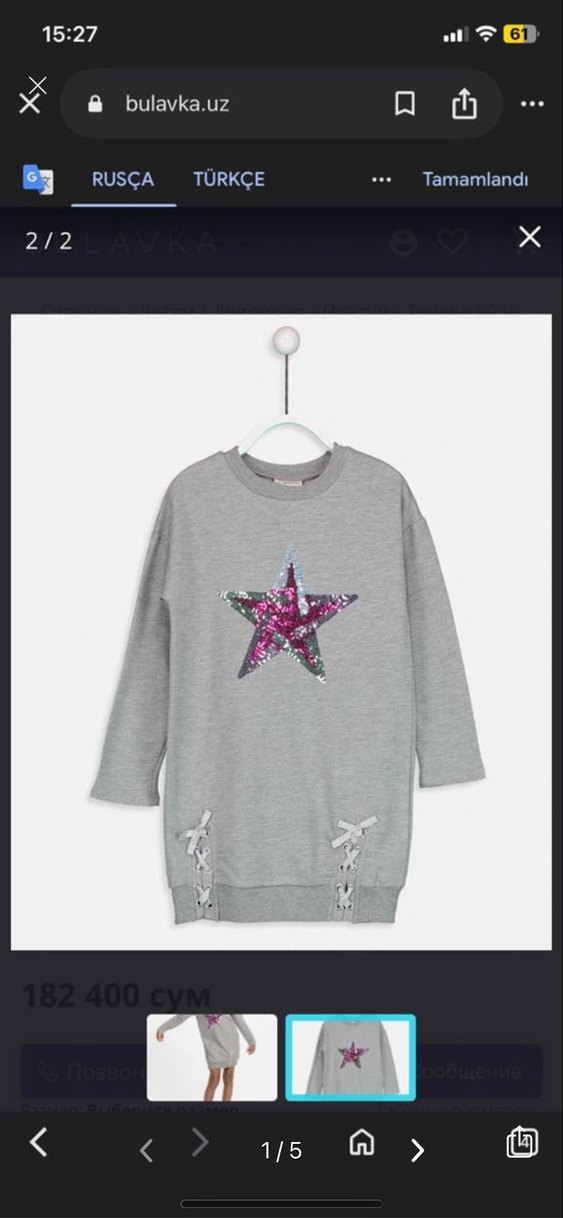 Kız Çocuk Gri Payetli Sweatshirt elbise - Görsel 2