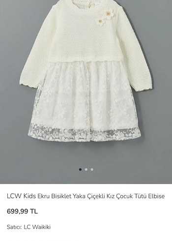 LCW Kids Ekru Çiçekli Kız Tütü Elbise - Görsel 4