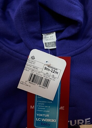 9-12 Ay Beden mor Renk LC WAIKIKI KAPŞONLU SWEAT