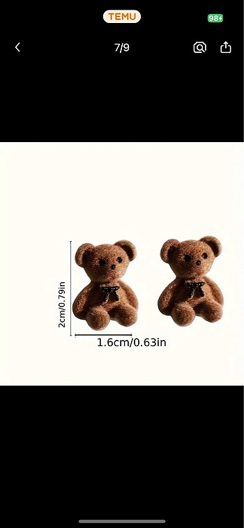 Beden kahverengi Renk Ayıcıklı Küpe Teddy Küpe