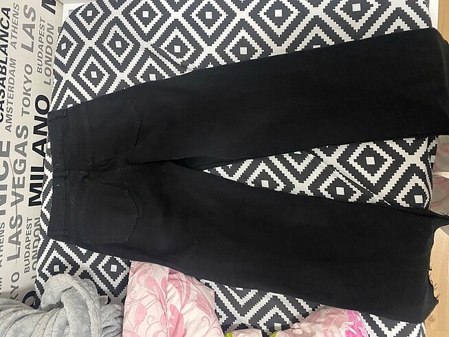 34 Beden siyah Renk zara wide leg jean
