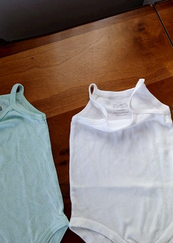 Bebek Beyaz Askılı Pamuklu Body - Görsel 2