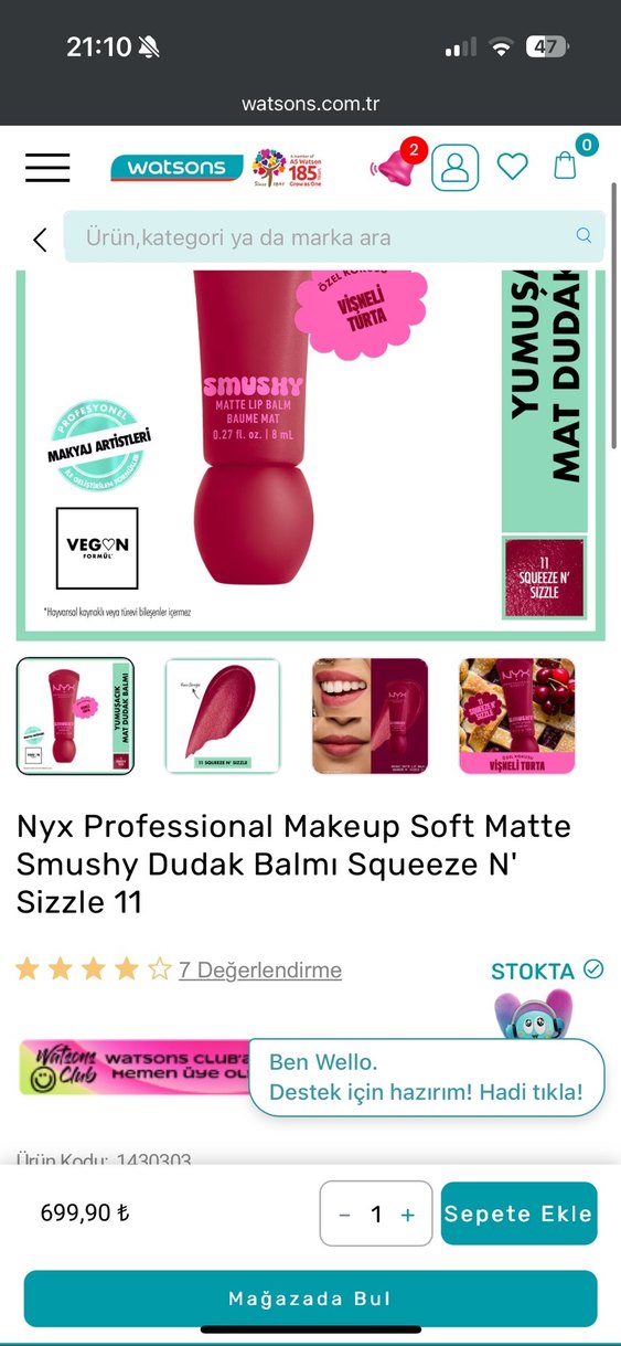 NYX Mat Bordo Ruj Balmı Smushy - Görsel 3