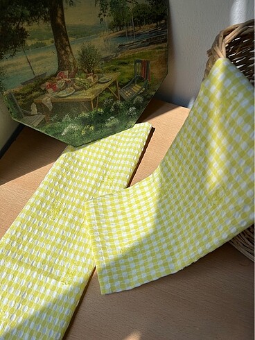 Zara Home Ananas desenli ekoseli kurulama bezi