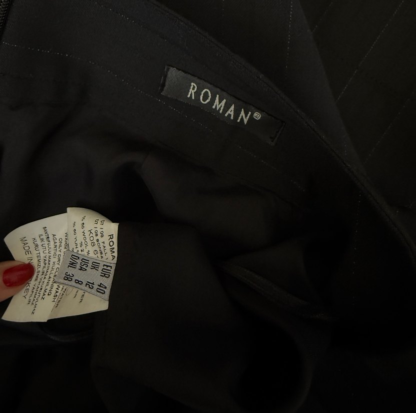 Çizgili kumaş etek - Görsel 4