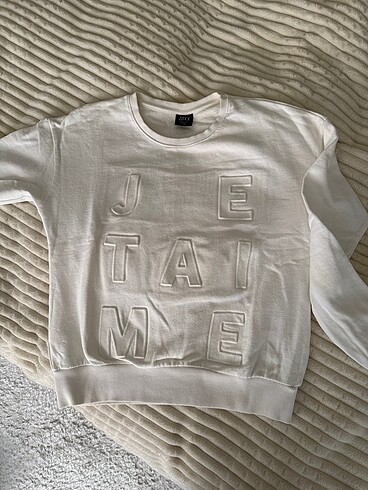 Diğer je t'aime yazılı beyaz sweatshirt