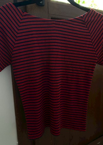Kırmızı Çizgili Hamile Bluzu, Kısa Kollu, Tekstil - Görsel 3