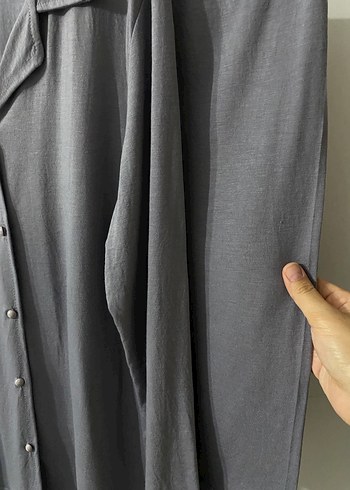 Diğer Gri Uzun Kollu düğmeli Kadın Pijama Takımı