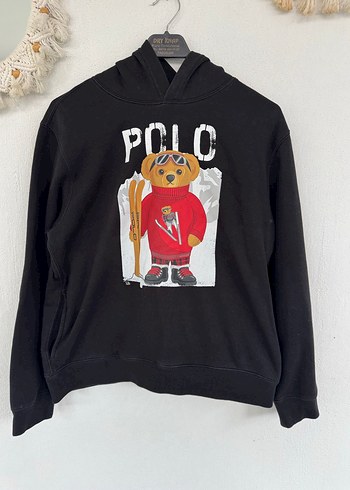 Polo Ralph Lauren Siyah Kapüşonlu Polo Baskılı Sweatshirt