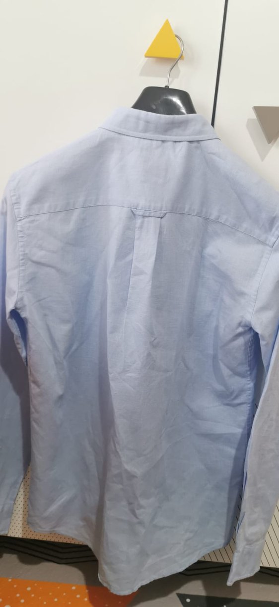 Mavi Keten uzun Kollu Erkek Gömlek - Görsel 2