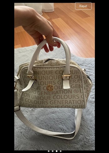 Beyaz Baskılı Deri Kadın Çanta - Görsel 3