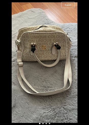 Beyaz Baskılı Deri Kadın Çanta - Görsel 2