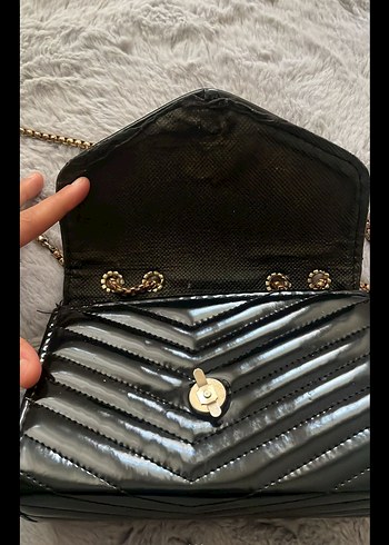 Zincir Detaylı Siyah Deri Kadın Çanta - Görsel 4