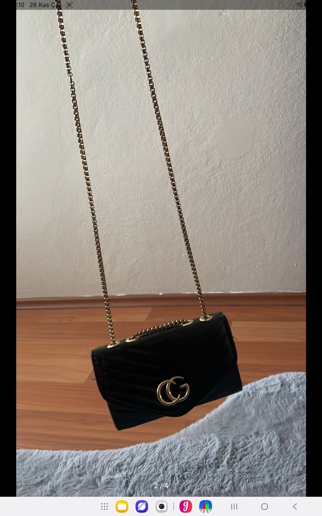 Zincir Detaylı Siyah Deri Kadın Çanta - Görsel 2