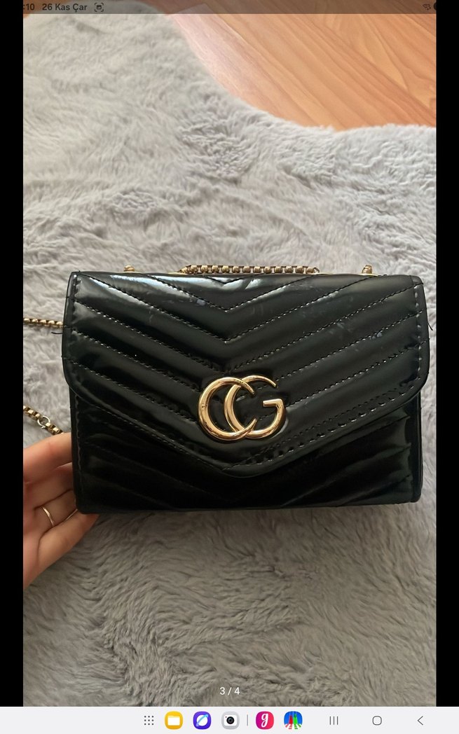 Zincir Detaylı Siyah Deri Kadın Çanta - Görsel 3