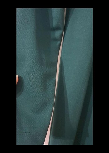 Uzun Kollu Koyu Yeşil Drapeli Elbise - Görsel 3