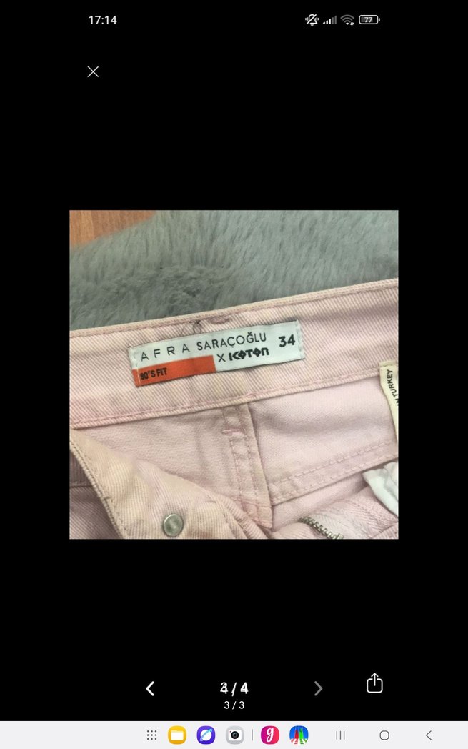 Pembe Midi Bol Kesim Kadın Kot Pantolon - Görsel 3