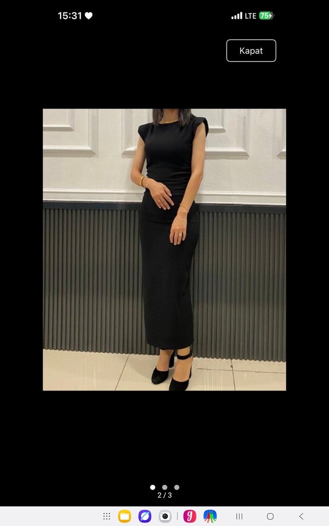 Siyah Yüksek Yakalı Uzun Kadın Elbise - Görsel 2