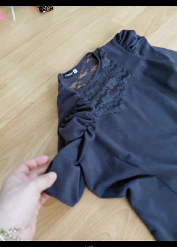 Lacivert Dantel Detaylı Midi Elbise - Görsel 3