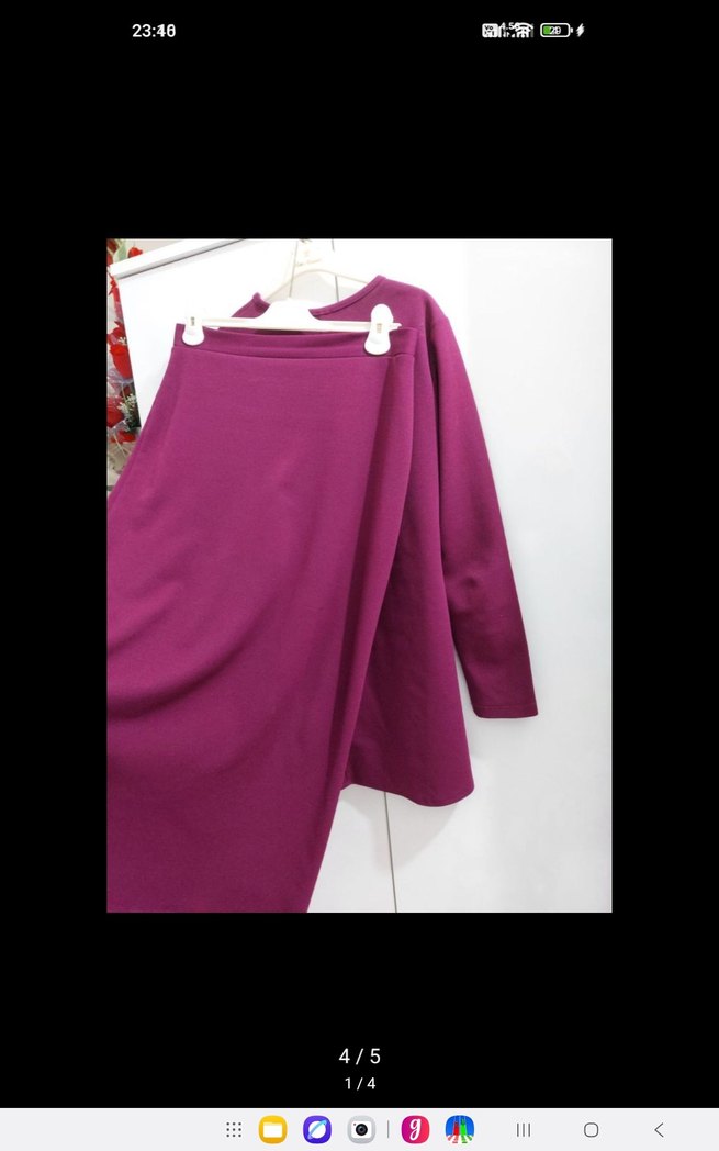 Mor Salaş etekli Kadın Takm - Görsel 4