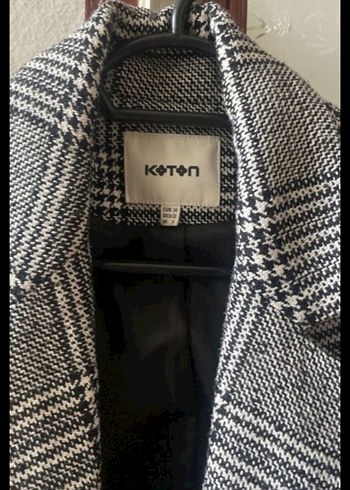 Gri Ekose Düğmeli Kadın Blazer Ceket - Görsel 3