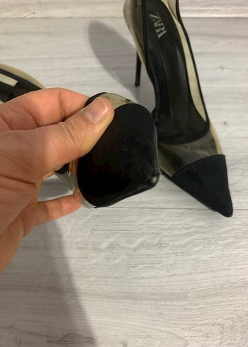 Şeffaf Detaylı Siyah Stiletto - Görsel 6