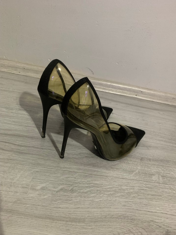 Şeffaf Detaylı Siyah Stiletto - Görsel 4