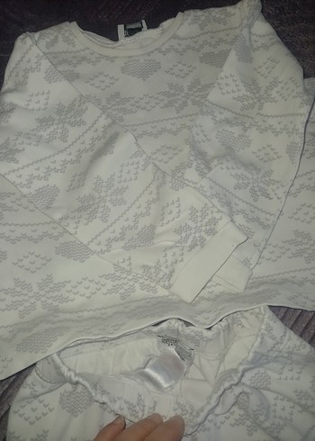 Kız Çocuk Gri Desenli Uzun Kollu Pijama Takımı - Görsel 2