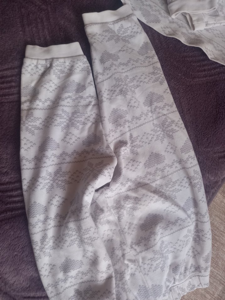 Kız Çocuk Gri Desenli Uzun Kollu Pijama Takımı - Görsel 4