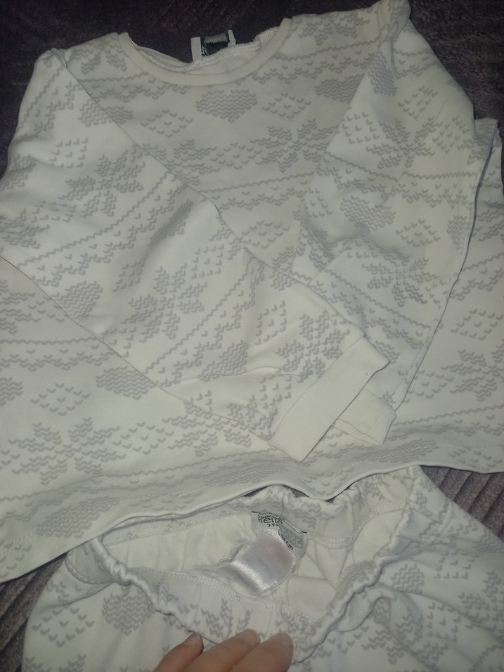 Kız Çocuk Gri Desenli Uzun Kollu Pijama Takımı - Görsel 2