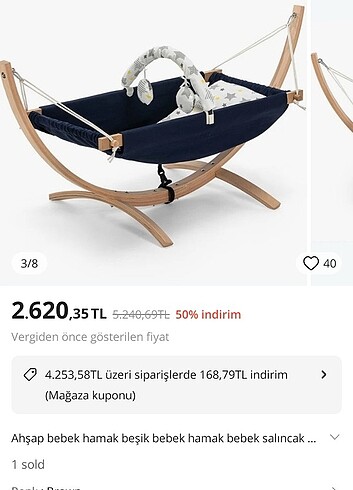 Diğer Wellgro Ahşap bebek hamağı 