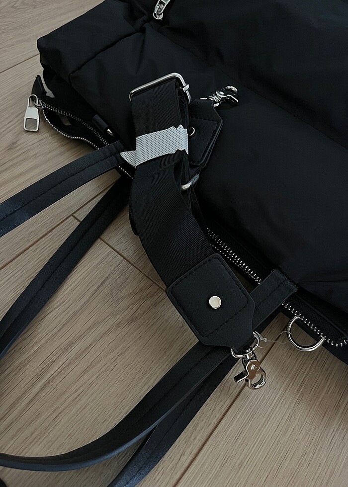 Stradivarius Fermuarlı Kumaş Tote Çanta - Görsel 3