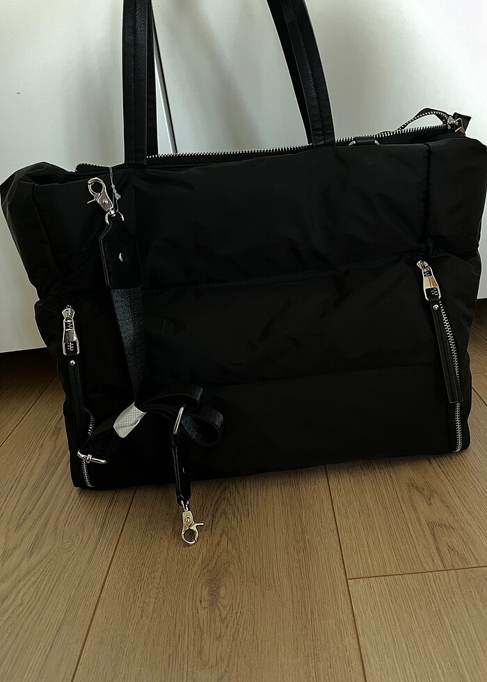 Stradivarius Fermuarlı Kumaş Tote Çanta - Görsel 2