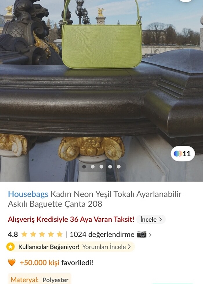 Housebags neon yeşil ayarlanabilir çanta - Görsel 2