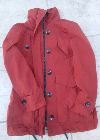 Düğmeli  somon rengiKadın yağmurluk - Görsel 2