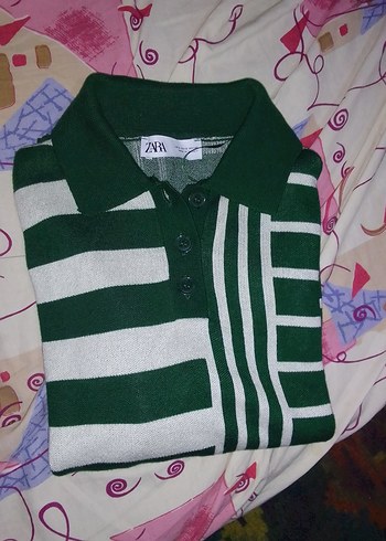 Yeşil Beyaz Çizgili Triko Kadın Kazak - Görsel 5