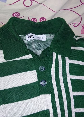 Yeşil Beyaz Çizgili Triko Kadın Kazak - Görsel 2