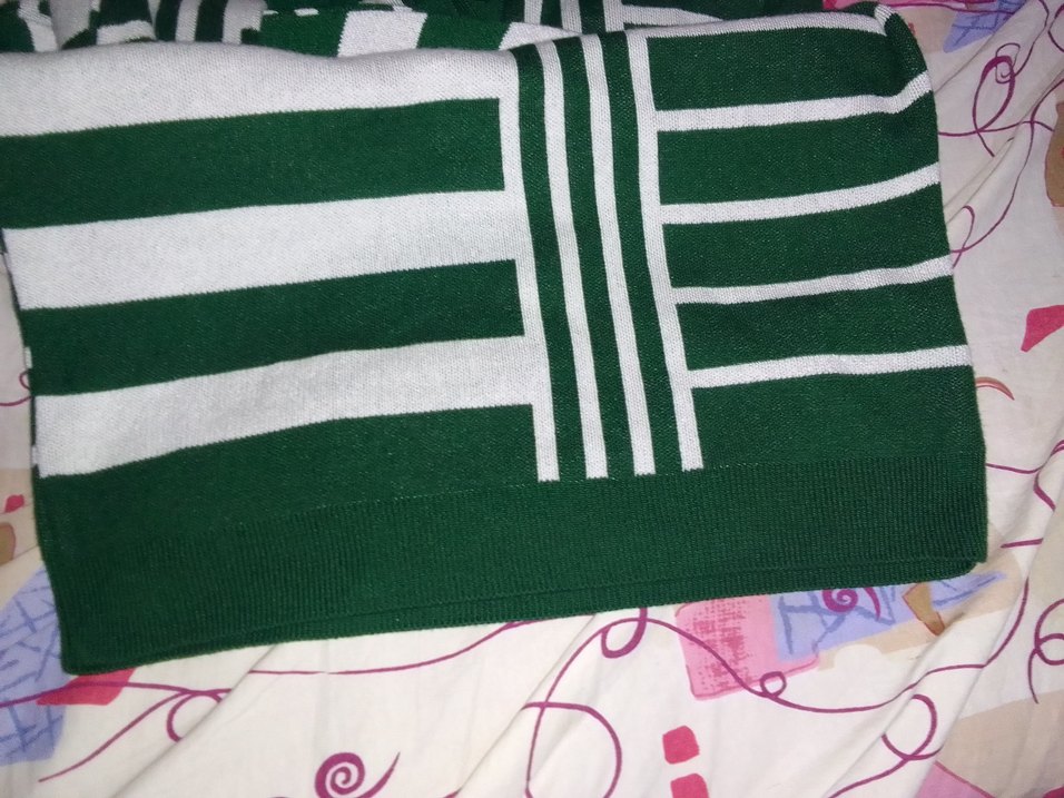 Yeşil Beyaz Çizgili Triko Kadın Kazak - Görsel 4