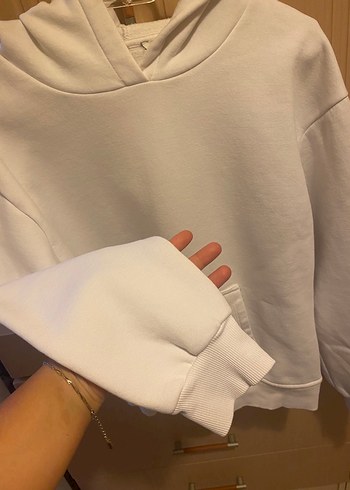 H&M Beyaz Kapüşonlu Kadın Sweatshirt