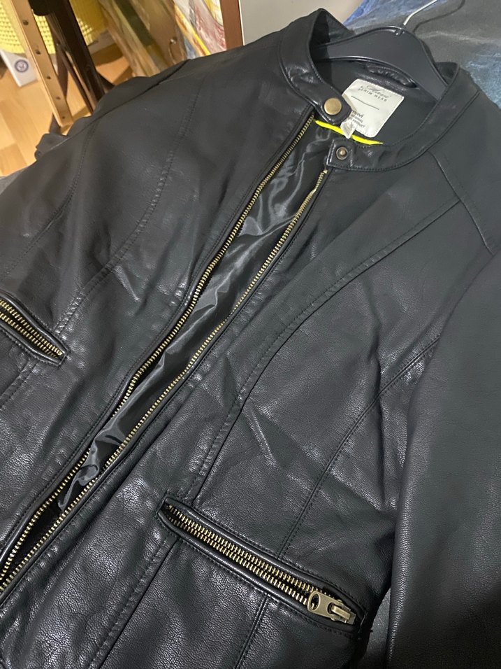 Kadın Siyah Deri Biker Ceket - Görsel 4