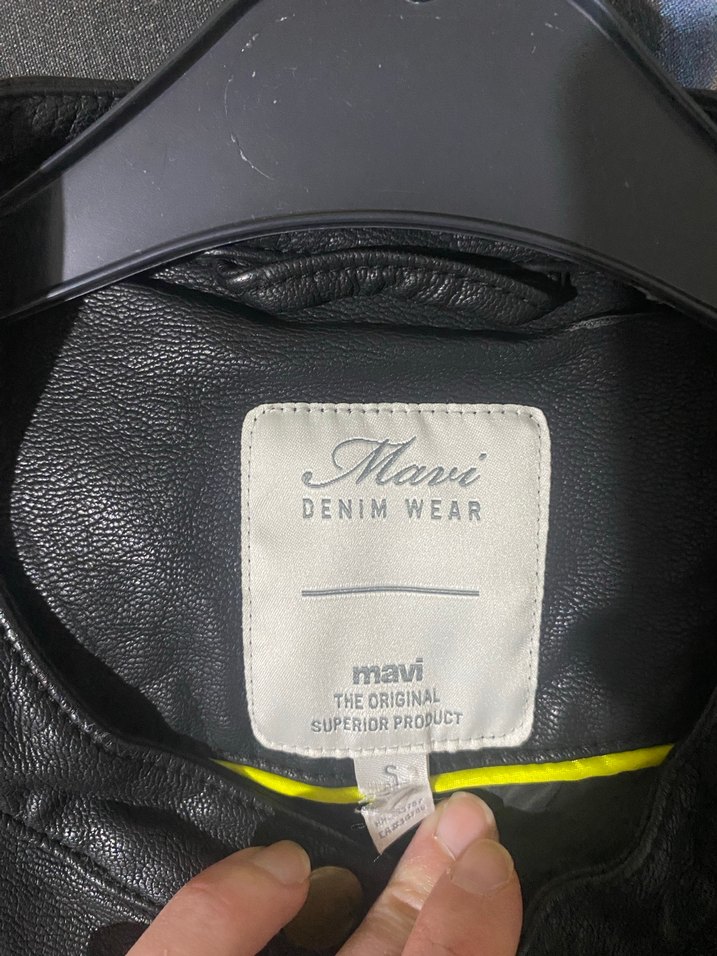 Kadın Siyah Deri Biker Ceket - Görsel 3