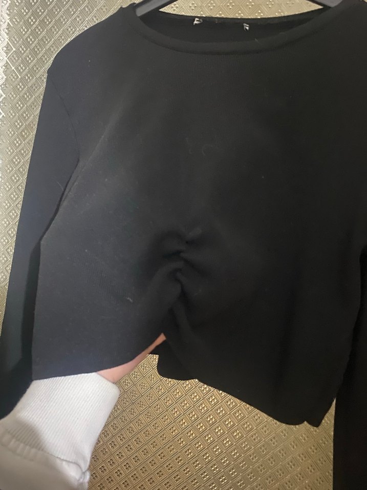 Uzun Kollu Siyah Gotik Hamile Tişörtü - Görsel 3