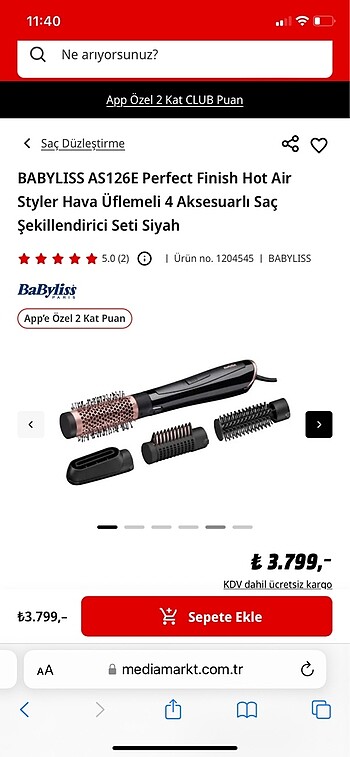 Beden Babyliss hava üflemeli saç şekillendirici
