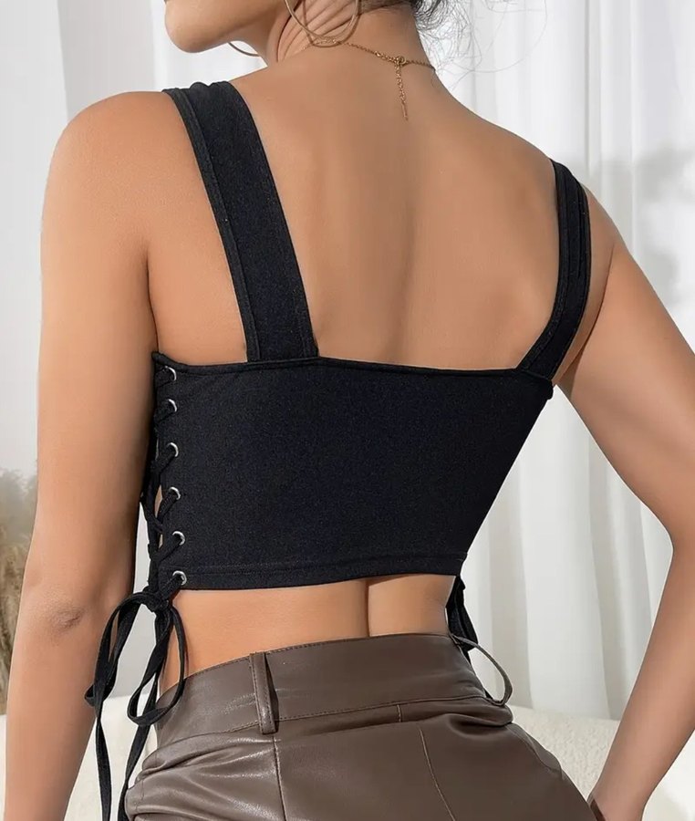 Siyah korseli bağcıklı jile - Görsel 3